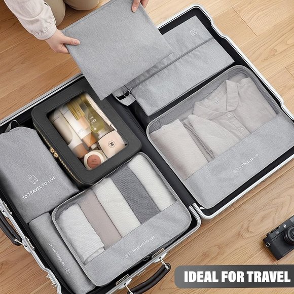 Women Clear Toiletry Travel Organizer Cosmetic Bag with Handle Portable - Picture 4 of 6